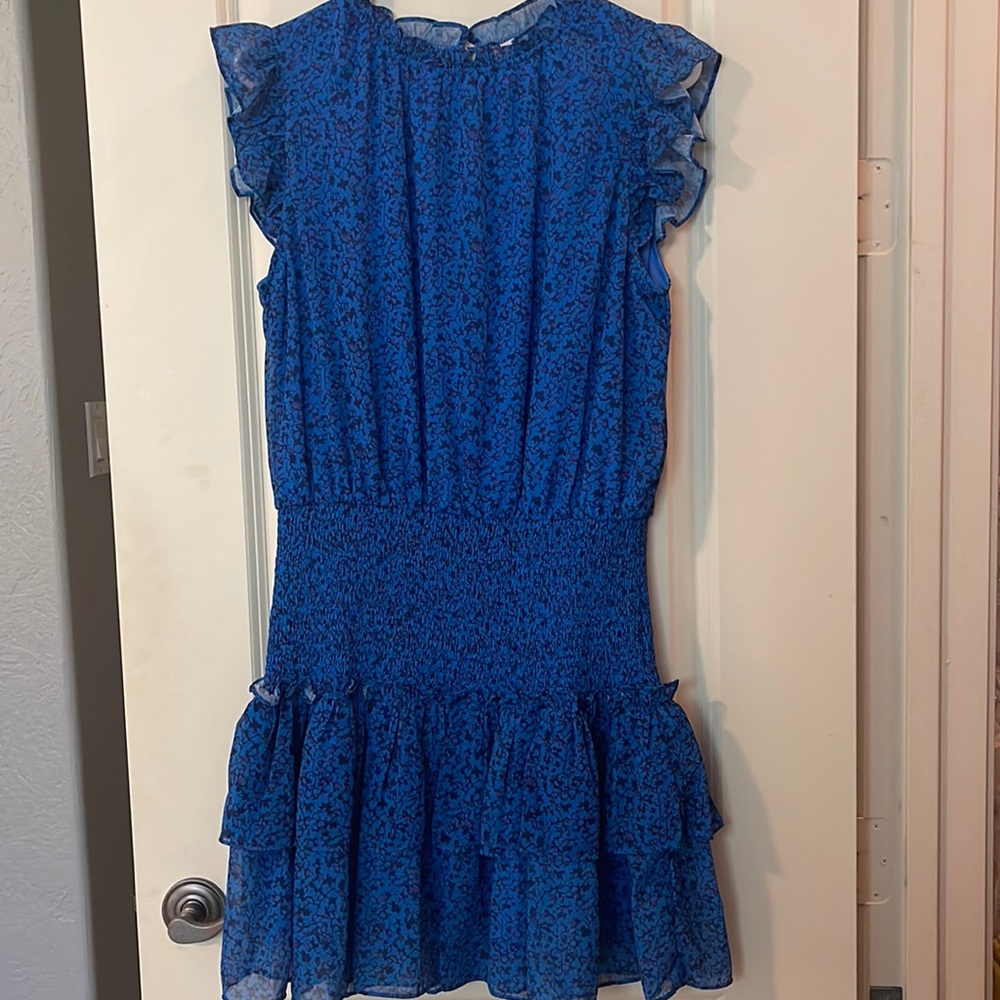 Blue Smoked Floral Dress